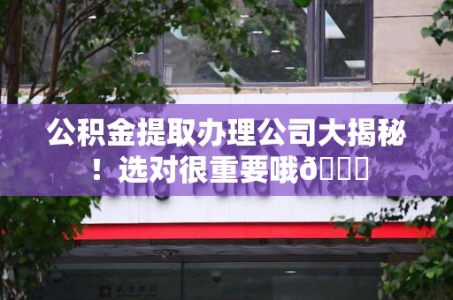 建瓯公积金提取办理公司大揭秘！选对很重要哦😎